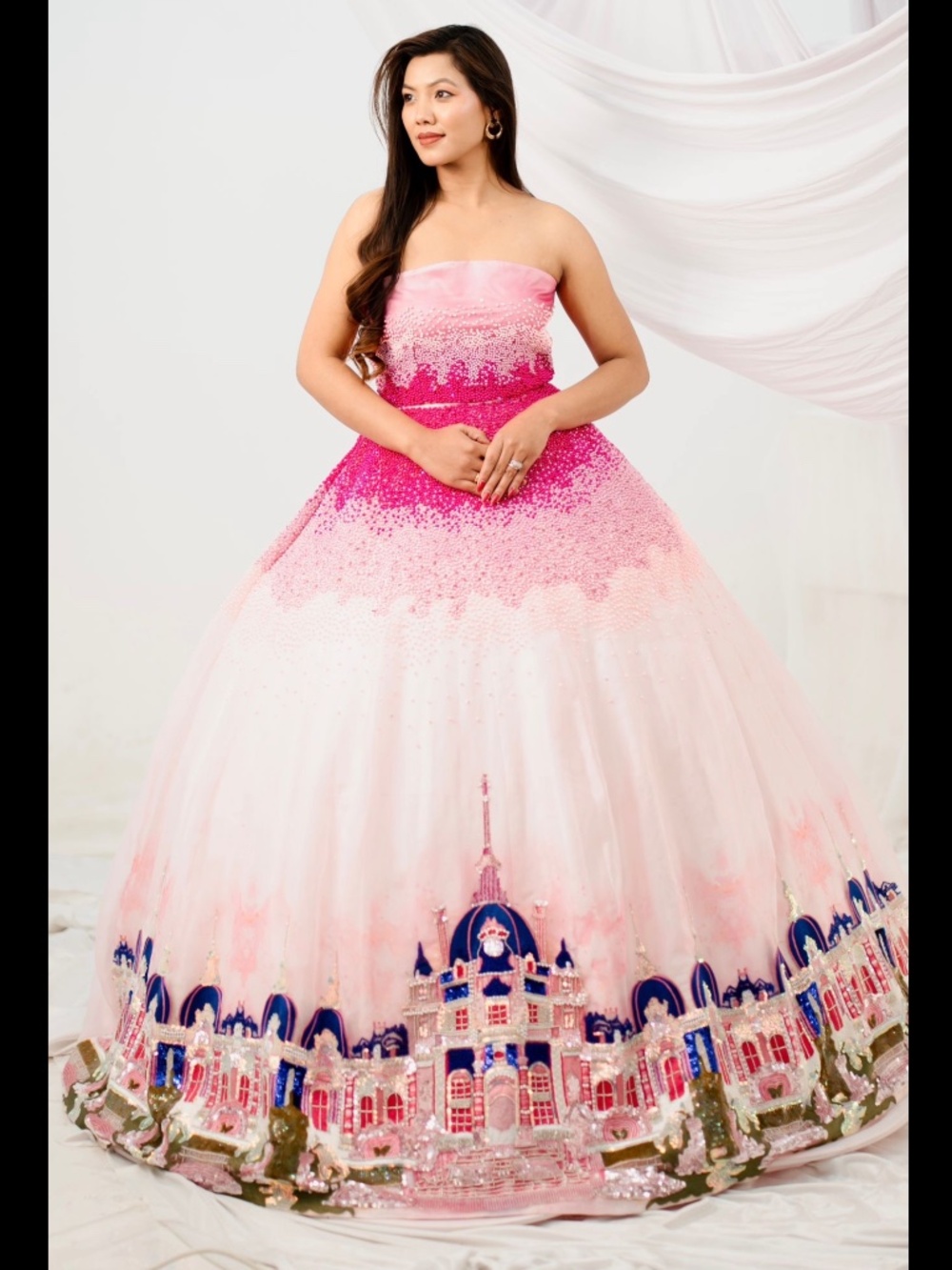 Blush Pink Couture Ball Gown | Prom Gown,Hand-Embellished Designer Evening Dress